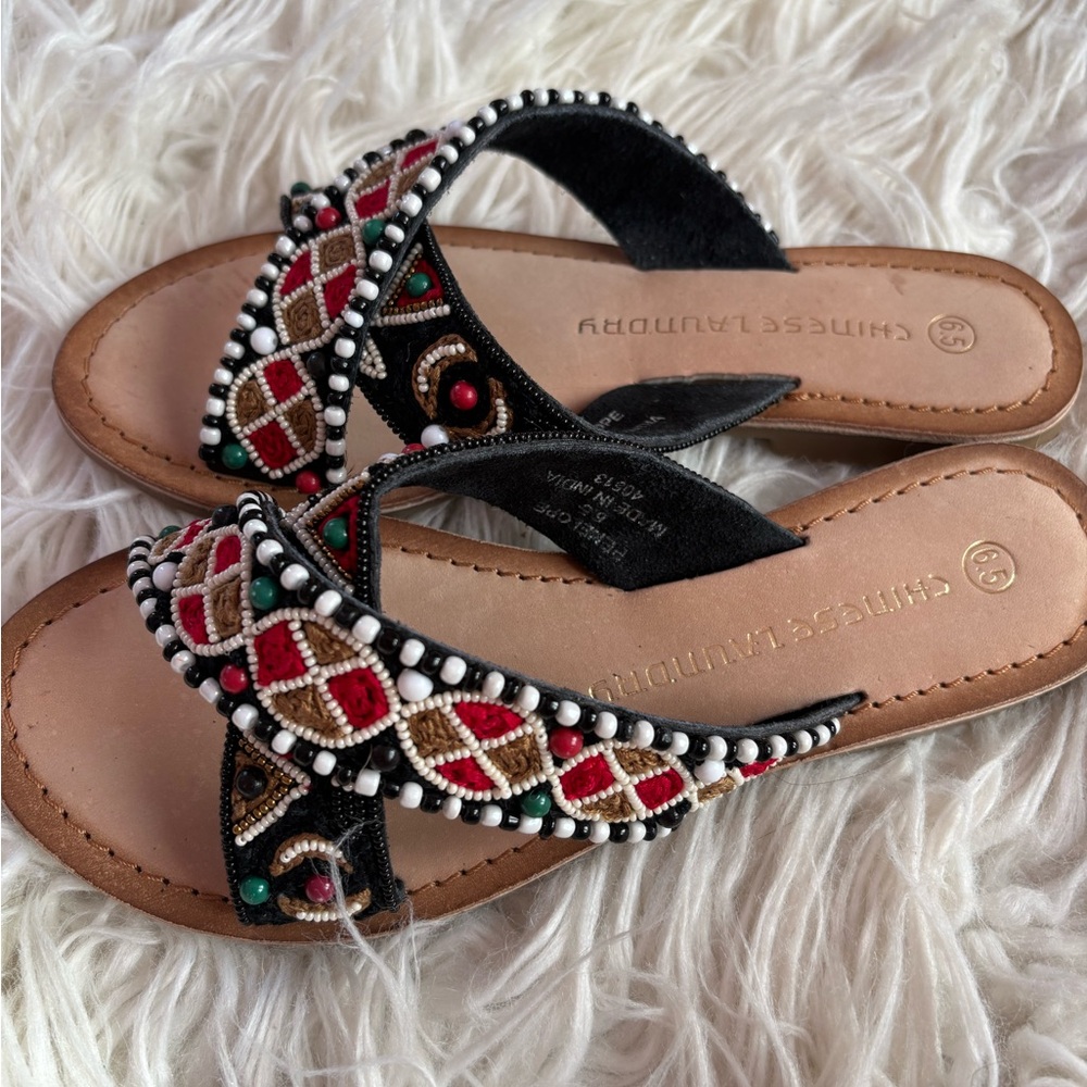 Chinese Laundry Penelope Beaded Boho Slide Sandals Women’s 6.5 Festival - Picture 4 of 6